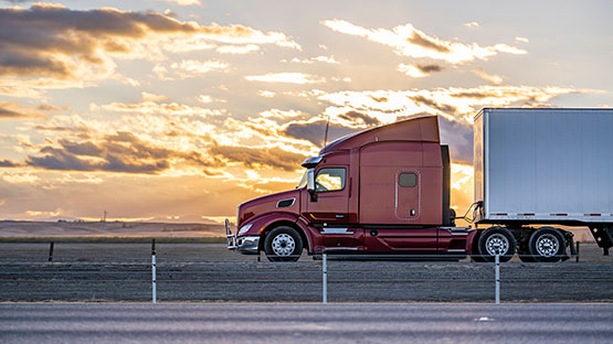 A truck driver driving a truck on the highway