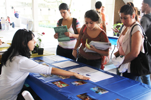 students registering for events