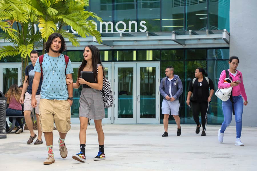 MDC Students walking around Hialeah Campus