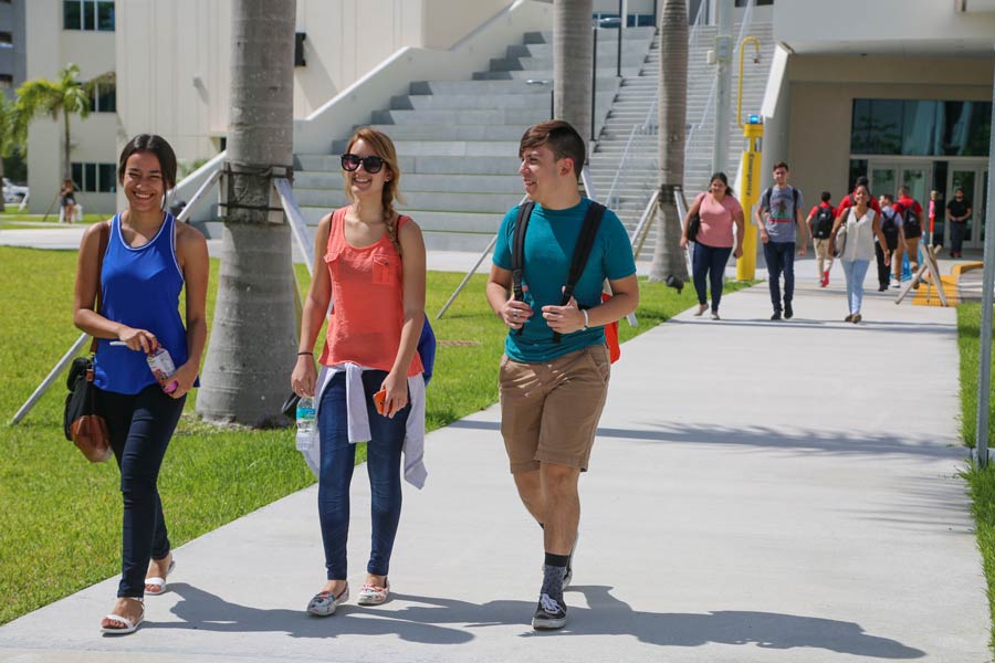 MDC Students walking out of Hialeah Campus