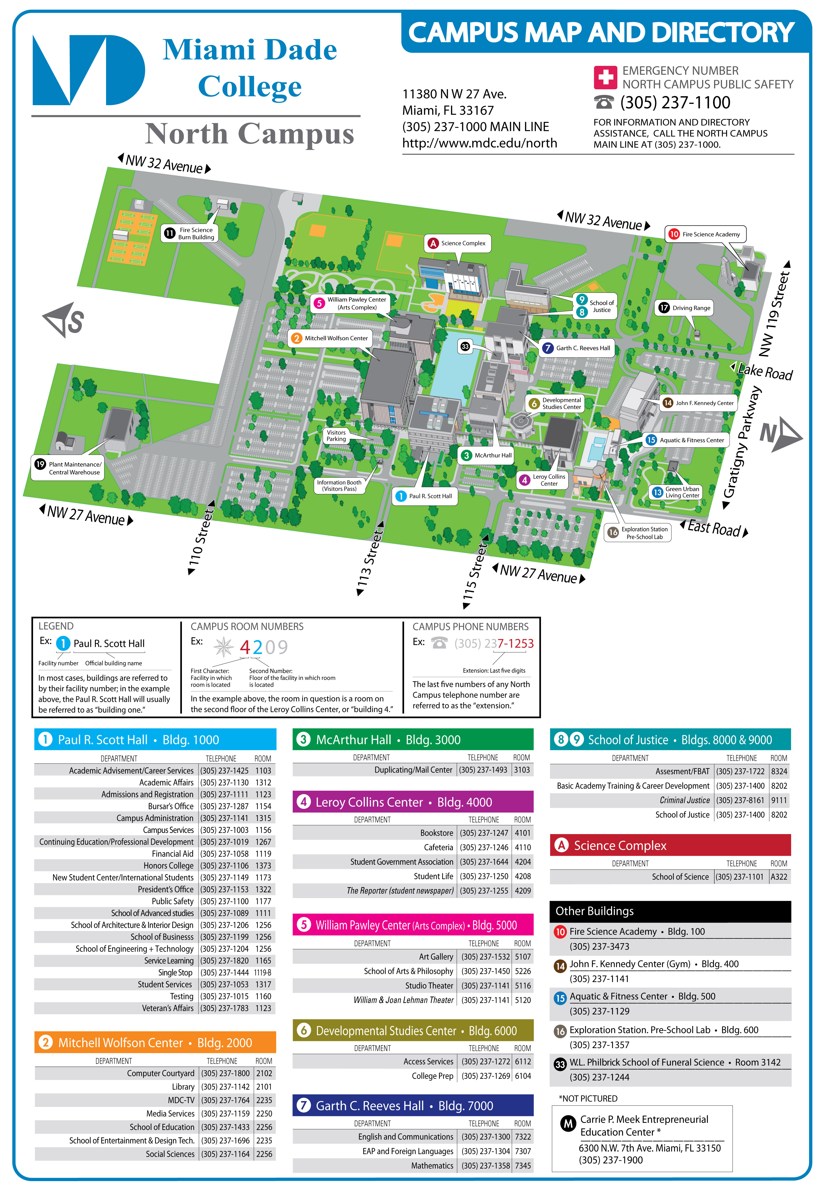 miami dade college map Campus Map Directions North Campus Miami Dade College miami dade college map