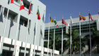 International flag display at the Padron Campus