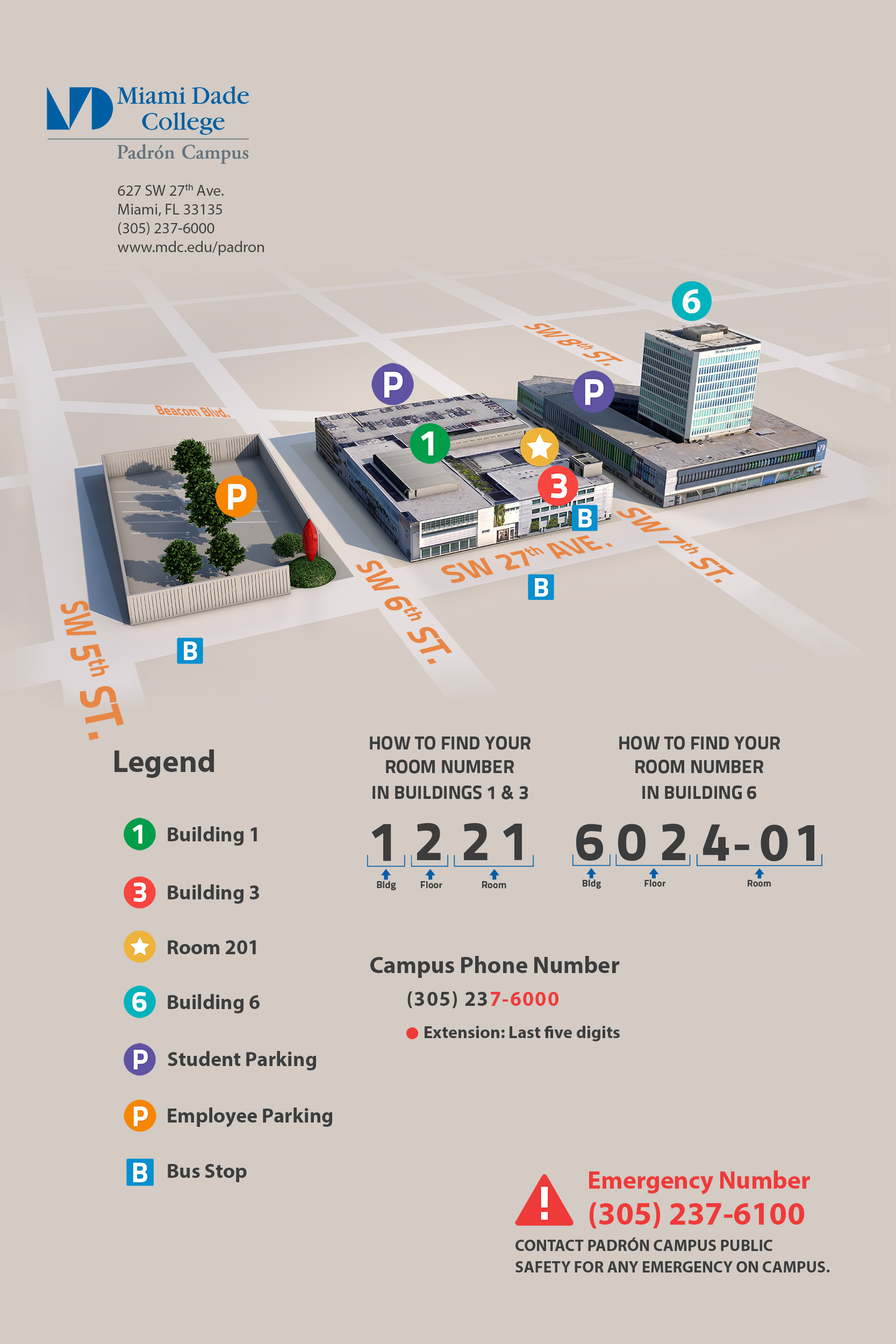 Mdc Interamerican Campus Map Campus Map and Directions   Eduardo J. Padrón Campus | Miami Dade 