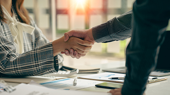 Two persons shaking hands
