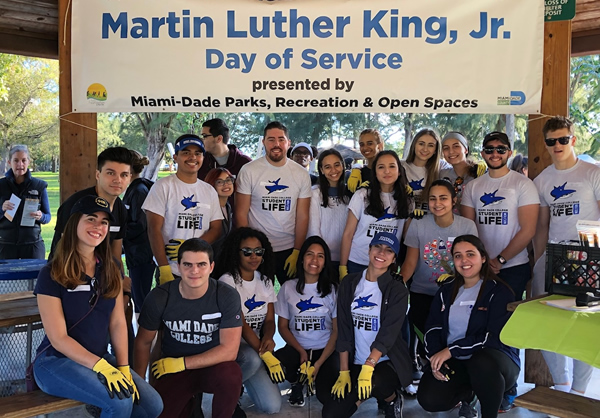 MDC students pose for a picture after donating time for the Martin Luther King Day of Service event